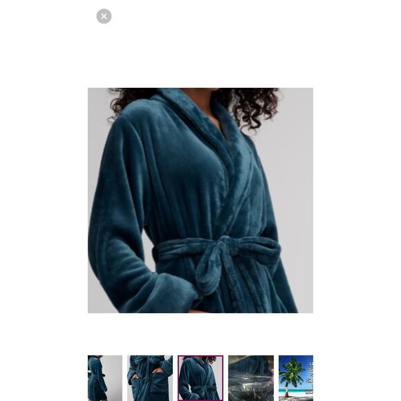 Soma Teal Fluffy Robe, Small/Medium - Picture 3 of 5